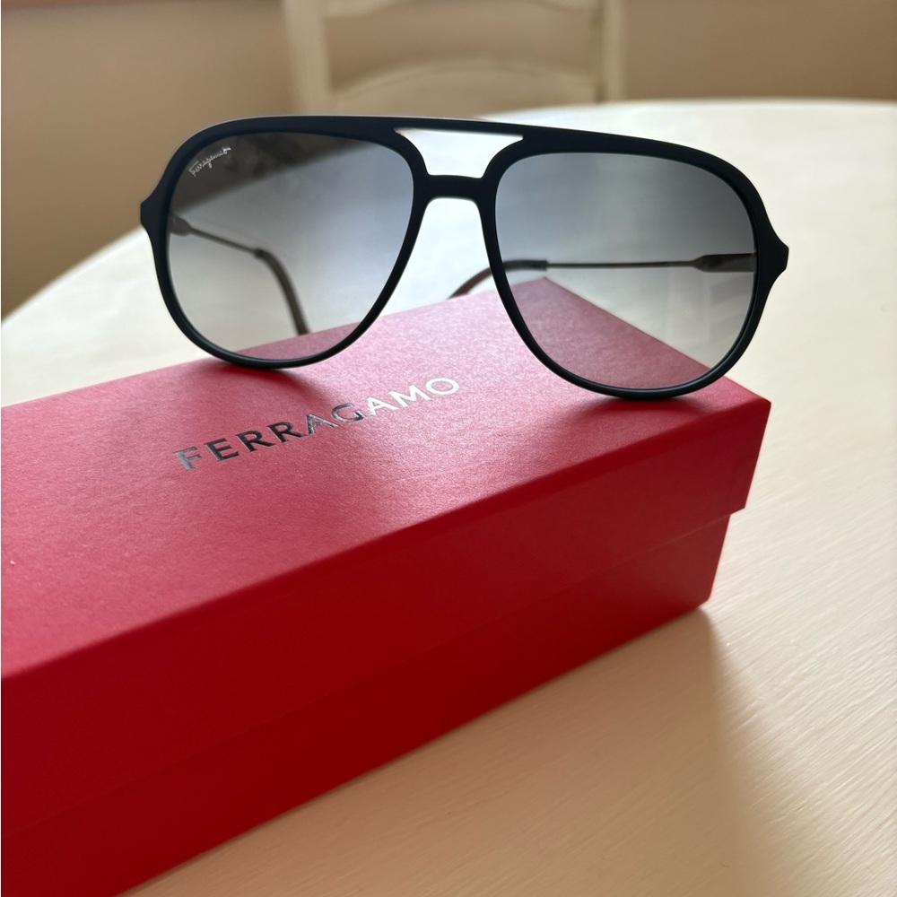 Ferragamo Black Aviator Sunglasses